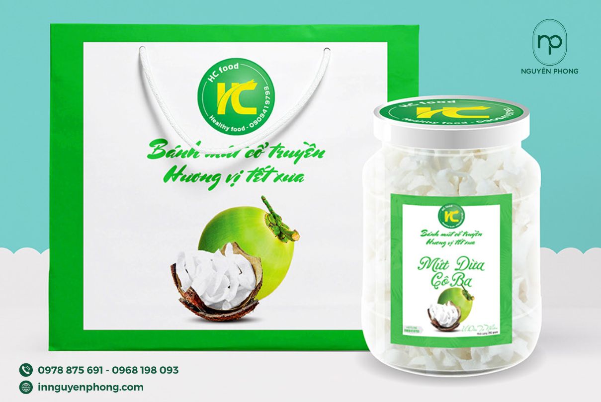 mẫu tem mứt dừa đẹp mắt